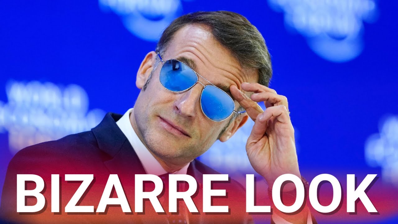 Emmanuel Macron debuts bizarre new look at Davos as tensions reach boiling point between the US and