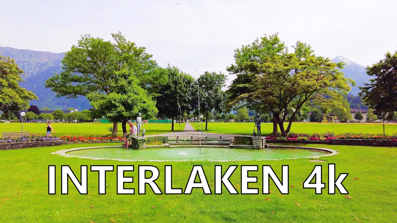 Interlaken Switzerland 4k | City Walktour | Ambient Sounds