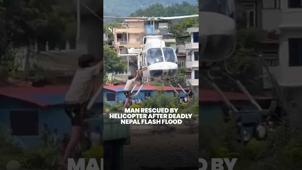 Man rescued by helicopter after deadly Nepal flash flood