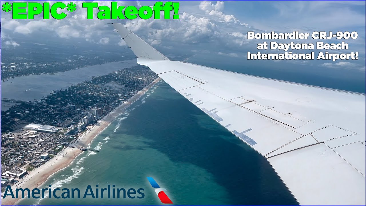 *EPIC TAKEOFF!* American Eagle PSA Bombardier CRJ-900 Takeoff at Daytona Beach!