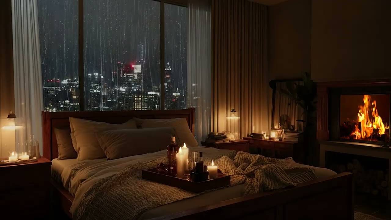 Luxury Bedroom Night Piano 🌙 Cozy Piano & Rain Sounds for Deep Sleep, Relaxation & Stress Relief