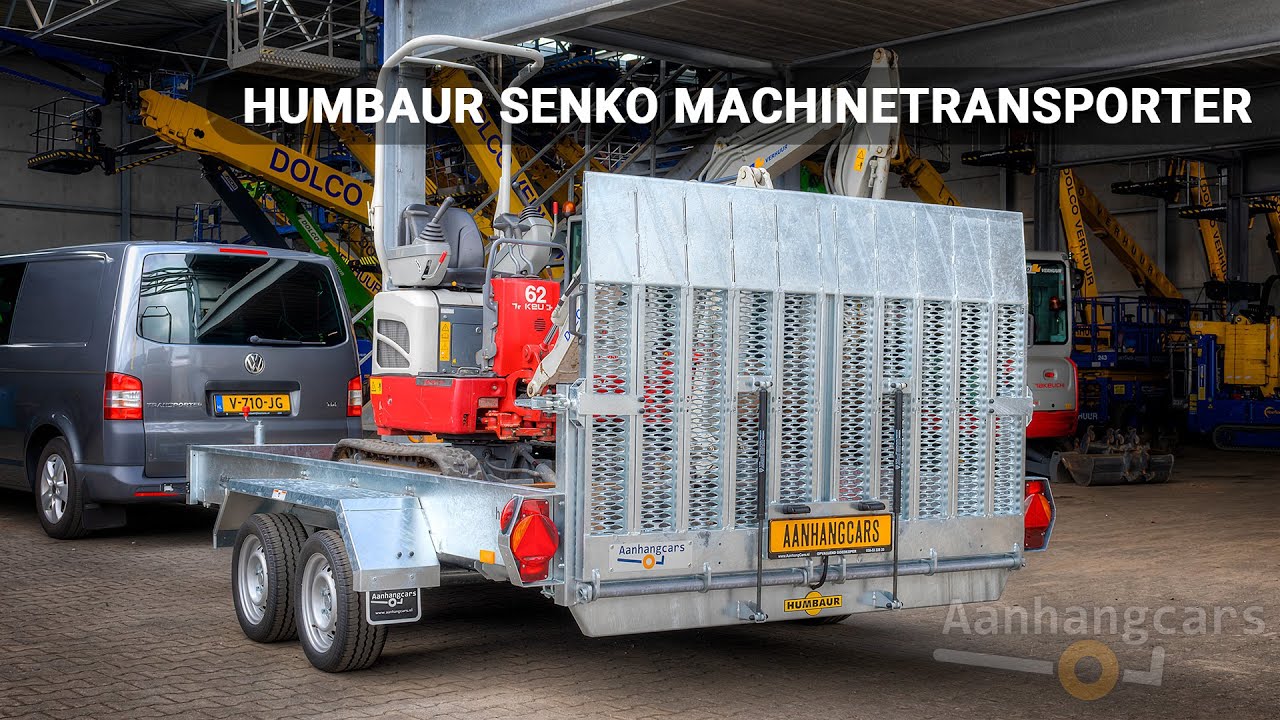 Humbaur Senko machinetransporter met elektrische bediening bij Aanhangcars