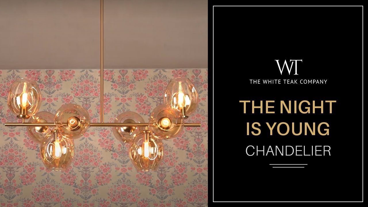 The Night Is Young Chandelier (Amber, 8-head) | White Teak