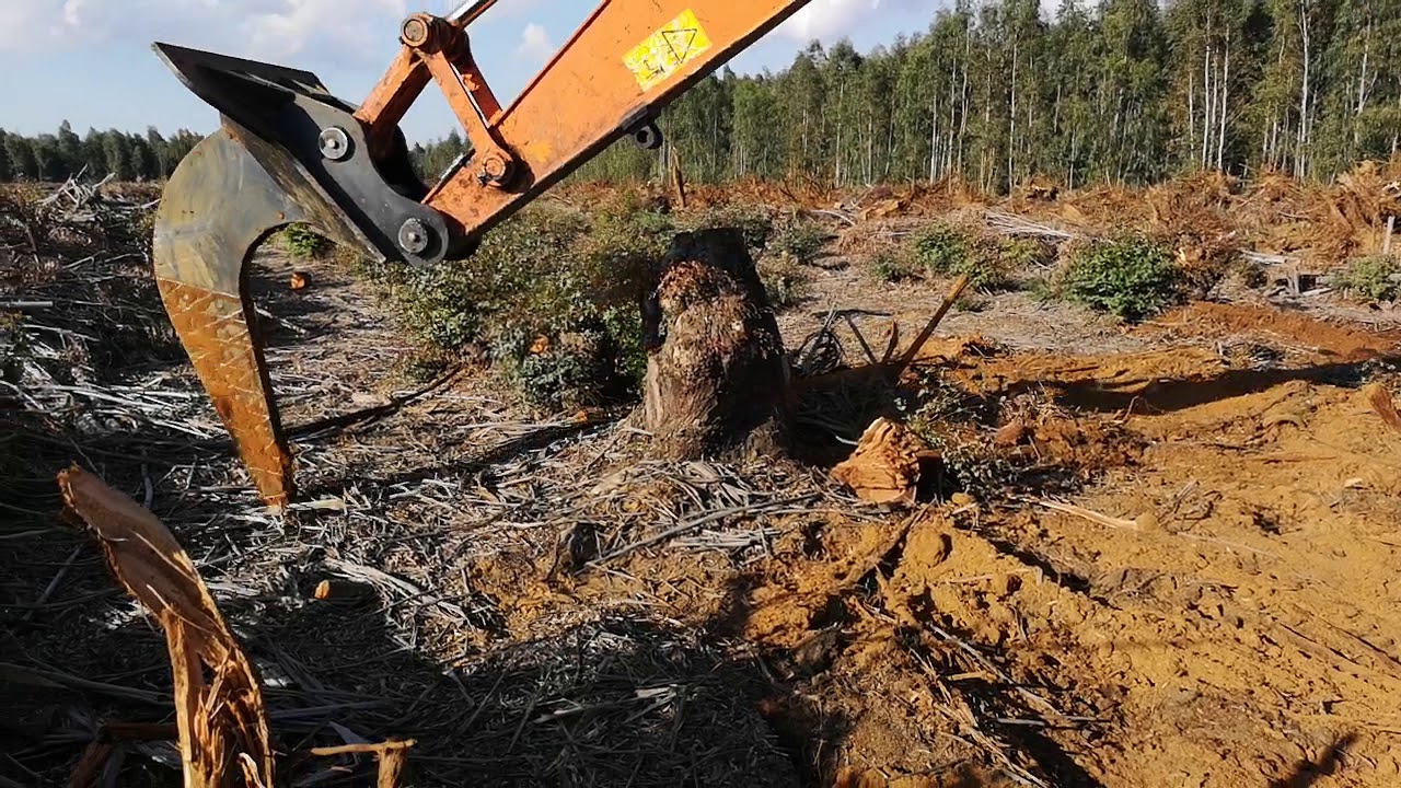 huge stump ripped out under a minute with hitachi zaxis200 and ripper tooth