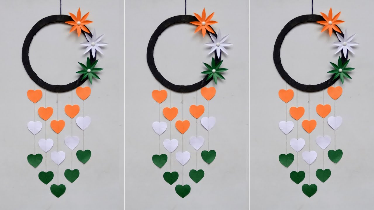 Tricolor Wall Hanging Craft Ideas /DIY room decor / How to make wall hanging with paper /Reuse Craft