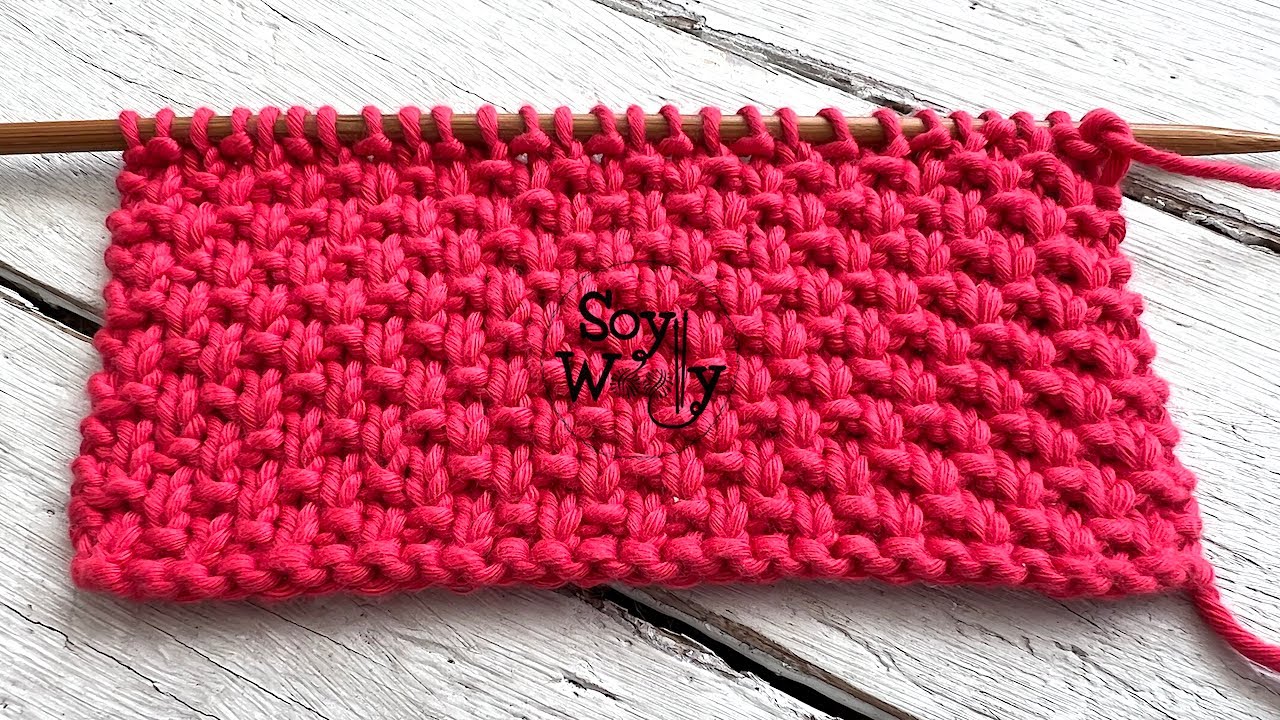 Cómo tejer el Punto Mota Alterno en dos agujas (4 vueltas, sólo derecho y revés) - Soy Woolly