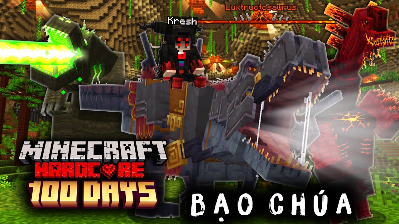 Kresh Sinh Tồn 100 Ngày Minecraft Khủng Long Bạo Chúa Siêu Khó !!