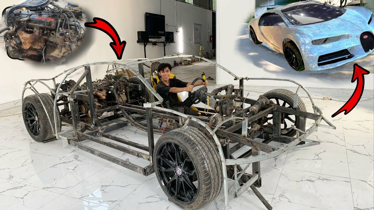 Самодельный Bugatti Chiron | изготовить шасси и установить двигатель на bugatti chiron