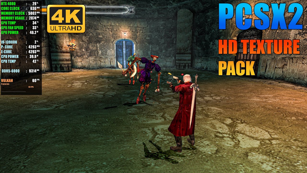 Devil May Cry 1 - ( PCSX2 4K 60FPS ) + Configuration + HD Texture Pack | PS2 Emulator (2024)