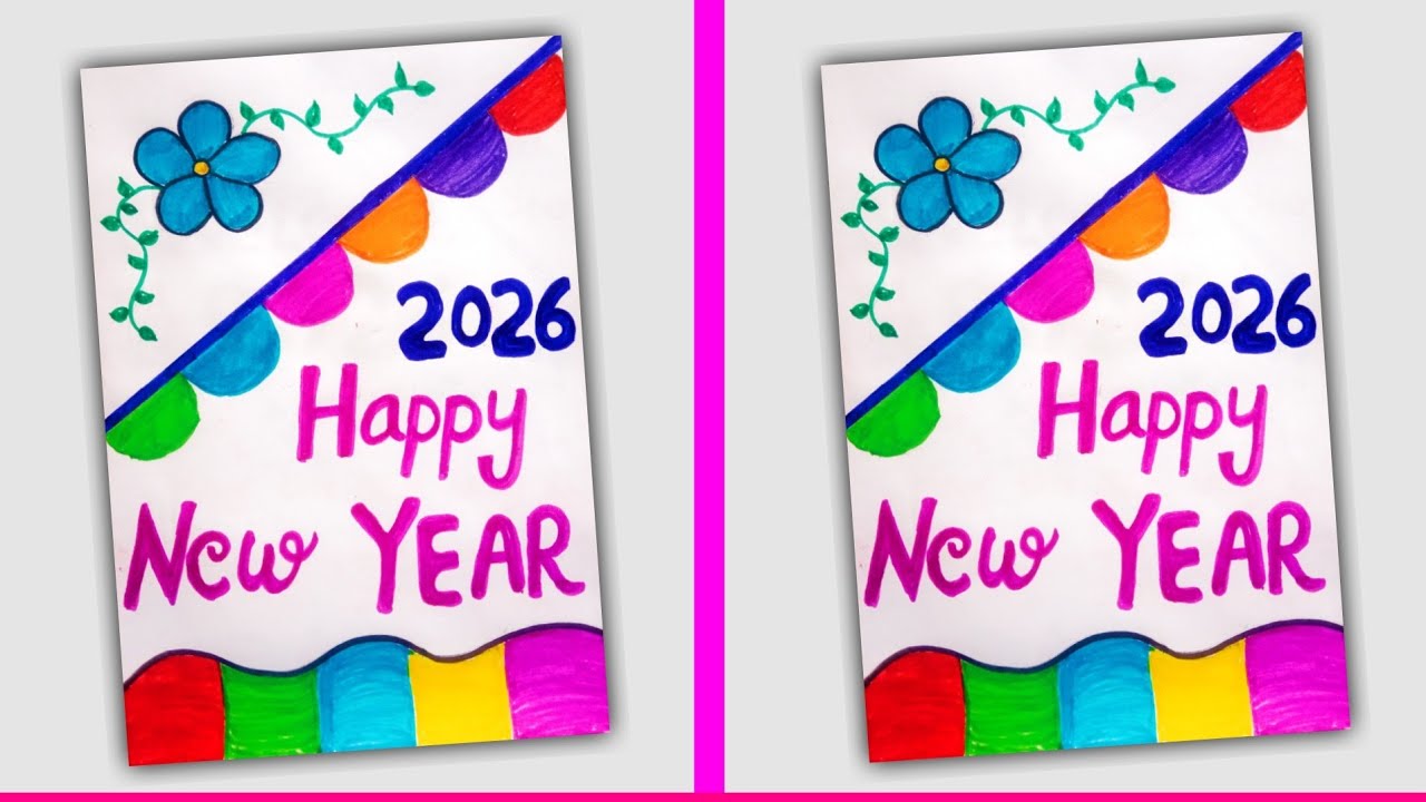 Last minute Greeting card for New Year 2026 unique // new year ka card making kaise banaye 