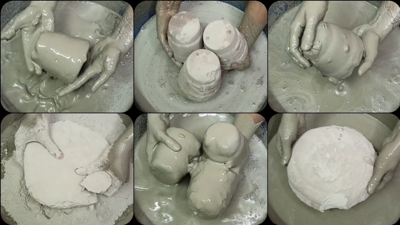 Mud Dirt Soft Pots Dipp.+Crumb. in💦+Crunchy Slabs Dry Crumb. on Paste & Paste Play+Powder Play ASMR