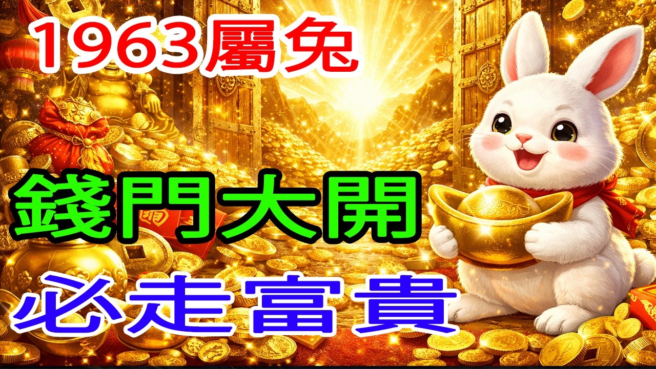錢門已開，擋不住！1963年屬兔，2026年注定走向富貴！#財運巔峰 #屬兔翻身 #1963屬兔 #金錢磁場 #天命富貴 #好運爆棚 #橫財來臨