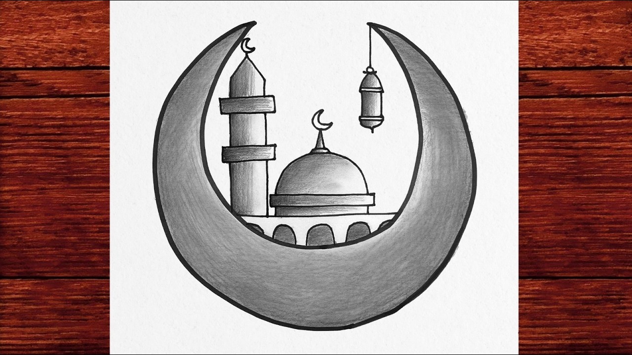 Easy Mosque Drawing for Ramadan Kareem 🕌 Simple Pencil Art Step by Step for Beginners
