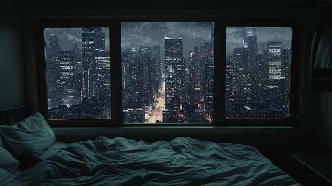 Light Rain on Window at Night For Sleep | Calm Mind, Focus, Meditation