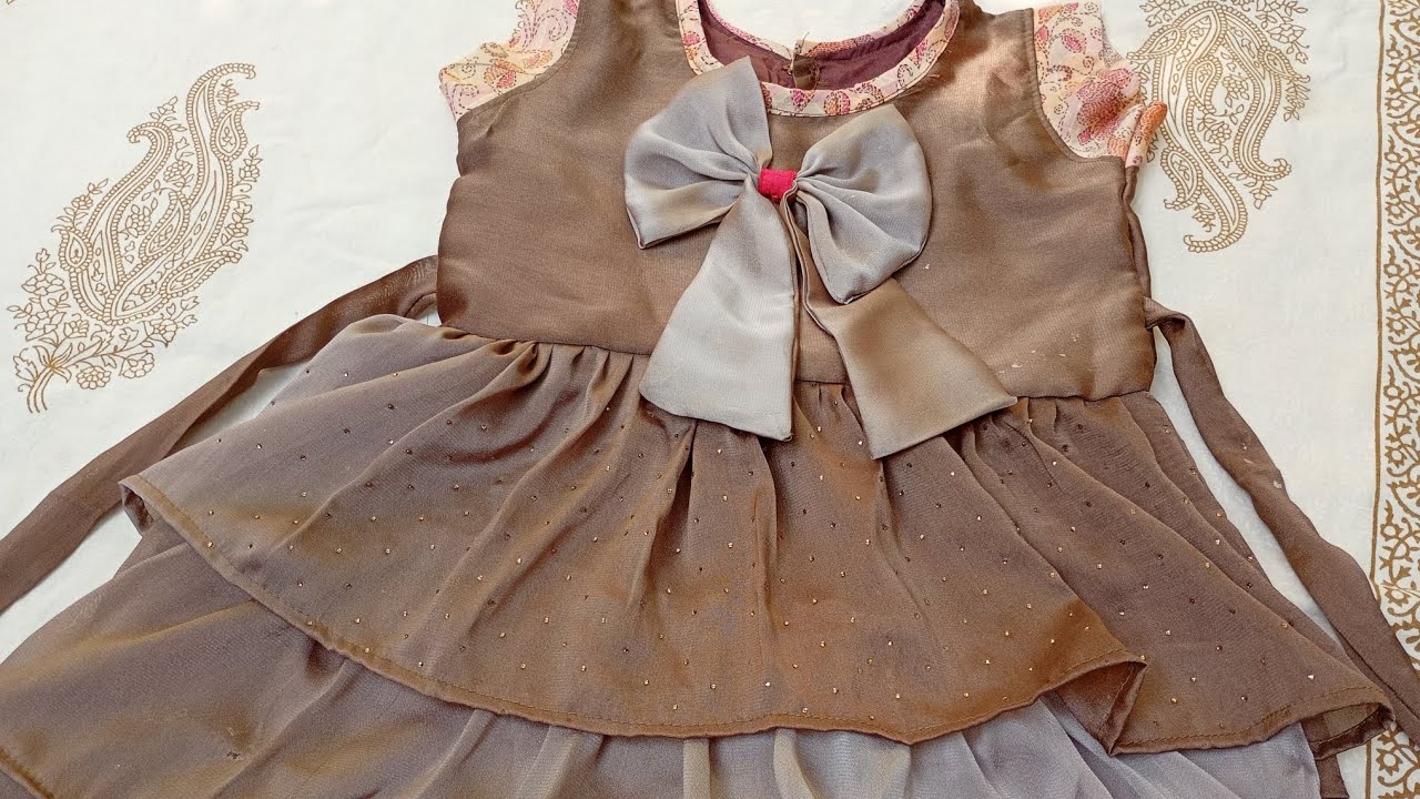 6 se 7 year ki bacchi ke liye 3 layer frock cutting and stitching tutorial | baby girl frock 
