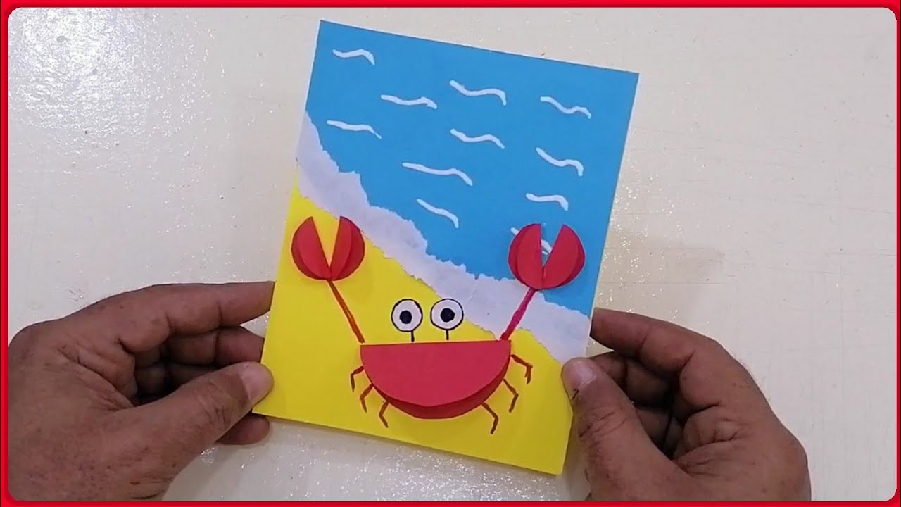 Простой бумажный краб | Изготовление открытки с бумажным крабом | Поделка из бумаги в виде краба 🦀