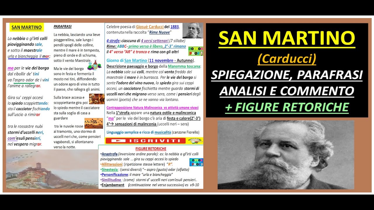 SAN MARTINO (Carducci) spiegazione, parafrasi, analisi commento, figure retoriche