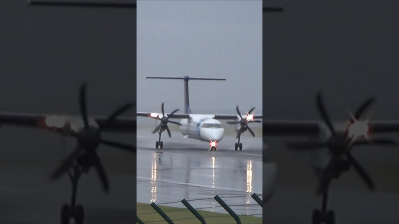 CROSSWIND and VERY WET Take-off - Azores #shorts