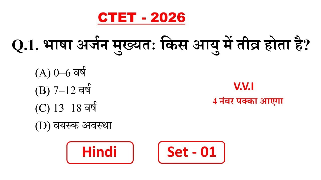 CTET 2026 Important Questions hindi pedagogy 