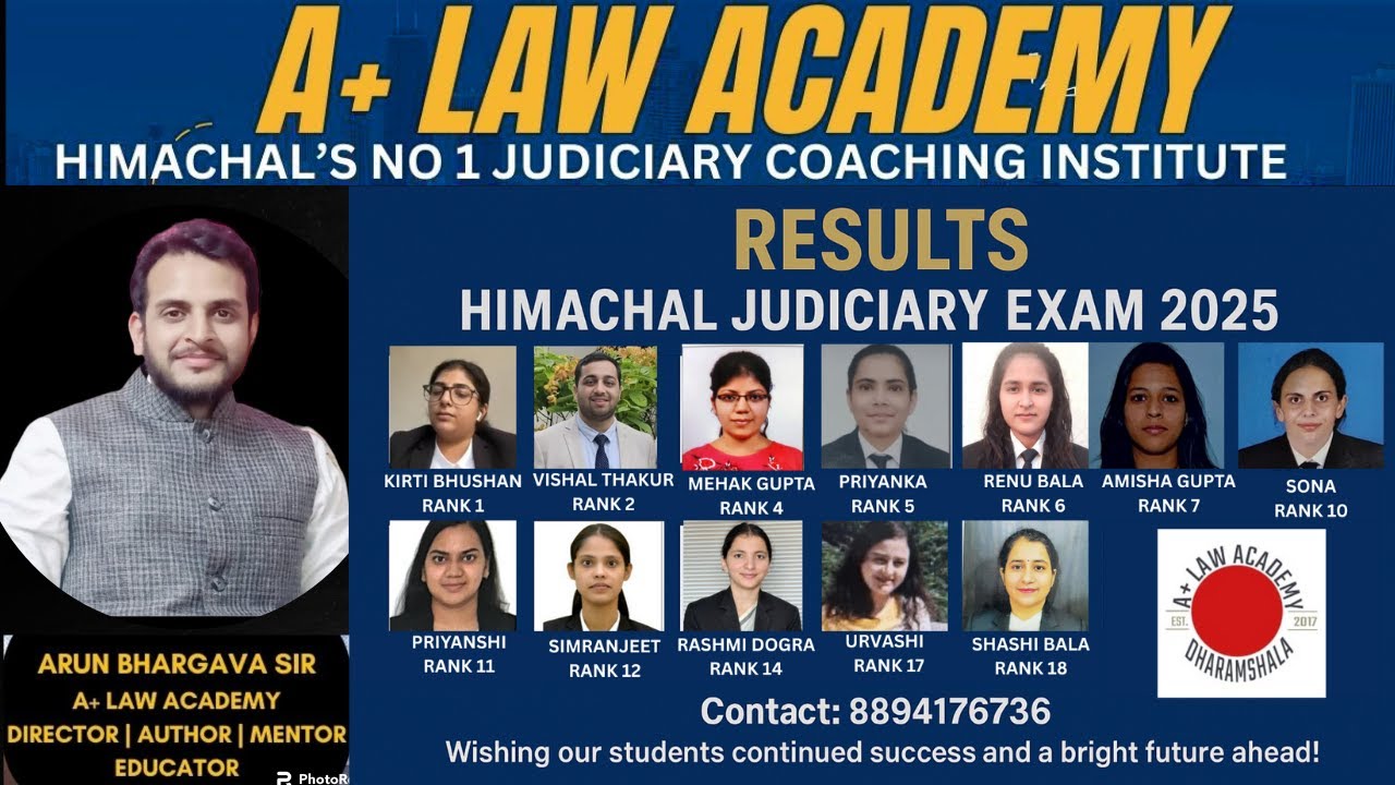 12 candidates Selected in Himachal Judiciary Exam 2025 | 8 Years Excellence Under Arun Bhargava