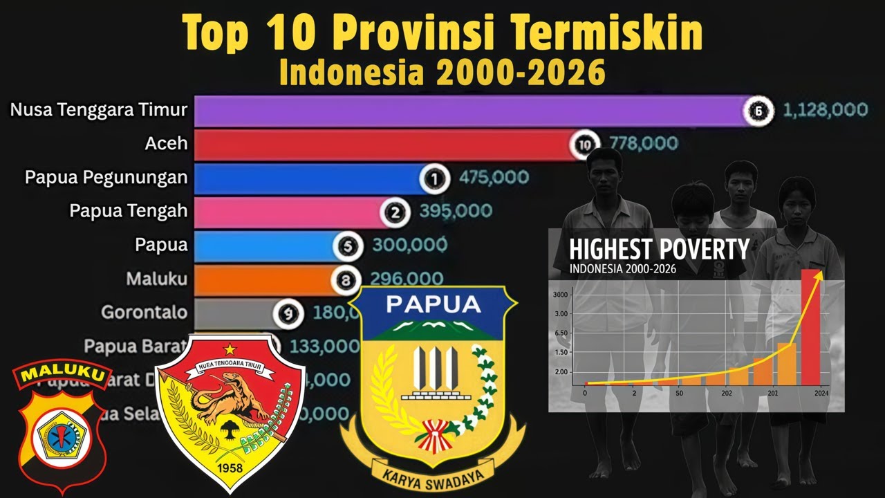 Indonesia's Highest Poverty Rates by Province 2000-2026 | Visualisasi Data