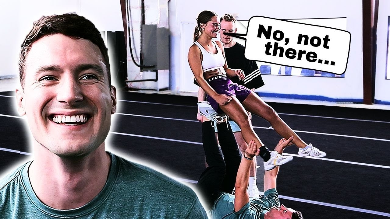 Elite Cheerleaders Try Basic Acro Skills (pt2)