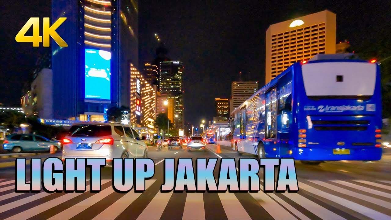 Jakarta 4K - Light Up Jakarta - Driving Downtown - Thamrin Sudirman 2021