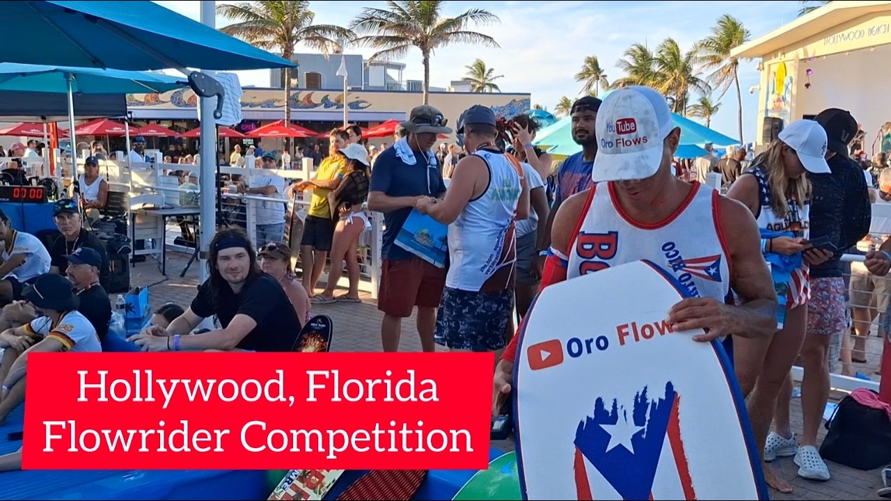 CROWDED Guys Flowrider Competition - Hollywood, Florida
