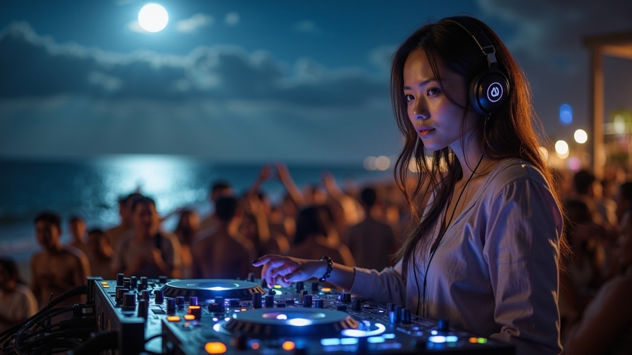 Ночной чиллаут DJ-сет и глубокие закатные вайбы на песке 🌕