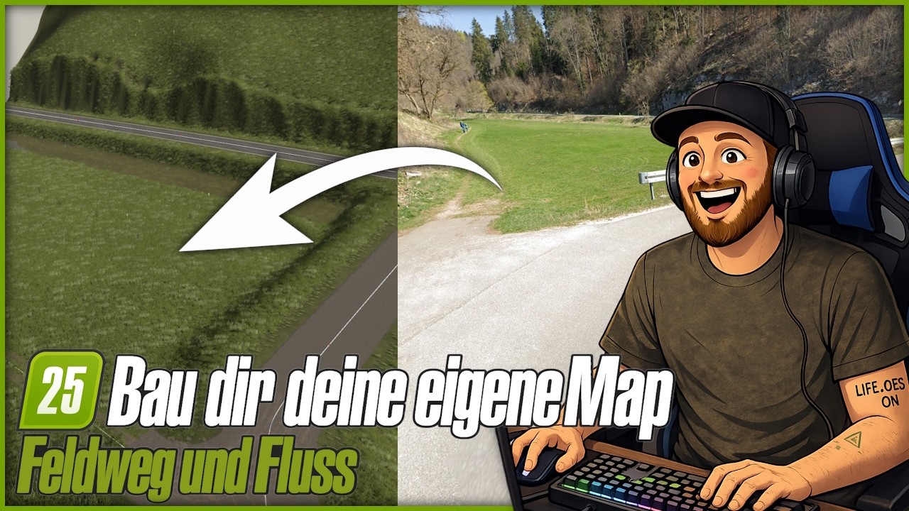 LS25 Folge 4 - Bau dir DEINE EIGENE Map: Die ersten Feldwege und Flüsse bauen
