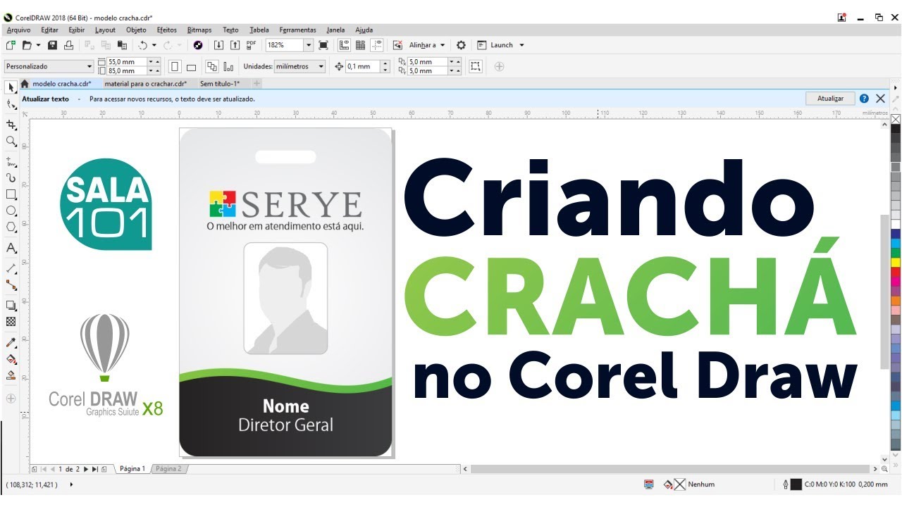 Como Criar um Crachá no COREL DRAW | SALA 101
