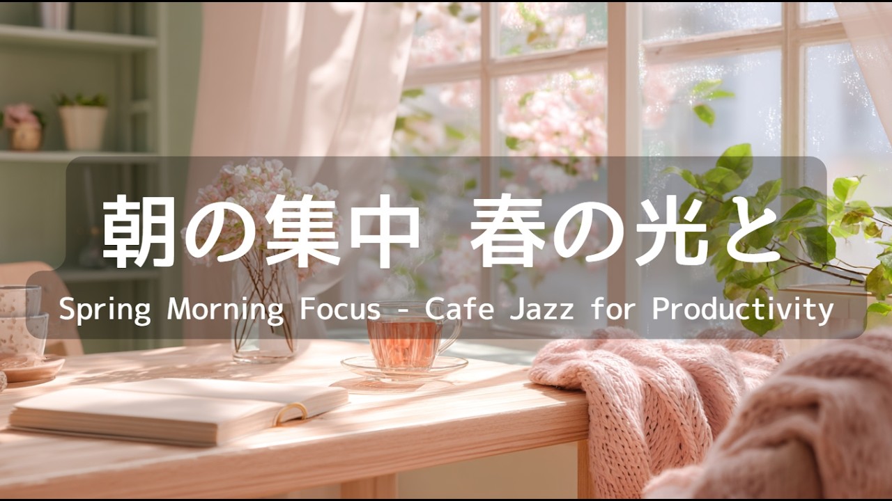 【作業用BGM】朝の集中力を高める春の柔らかな光｜心整うカフェジャズ60分 – 勉強・仕事・癒し