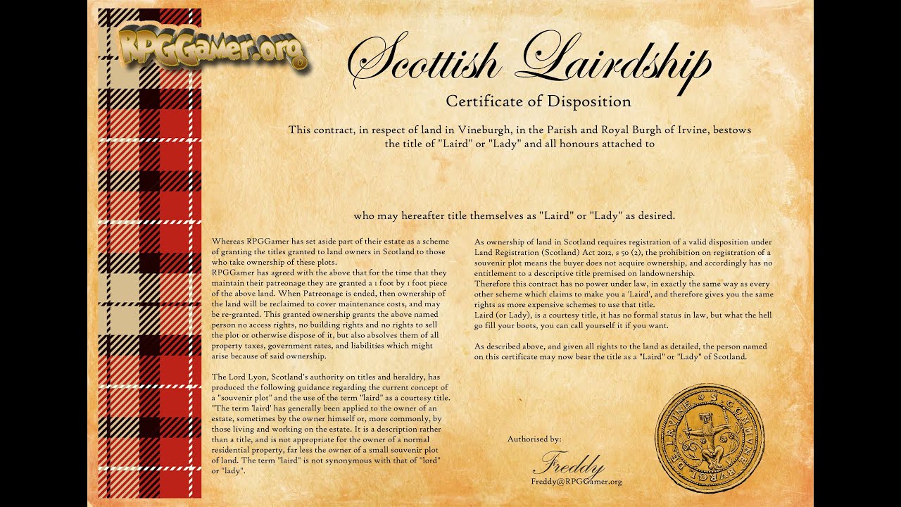 Established Titles Scam | Become a Scottish Laird today!