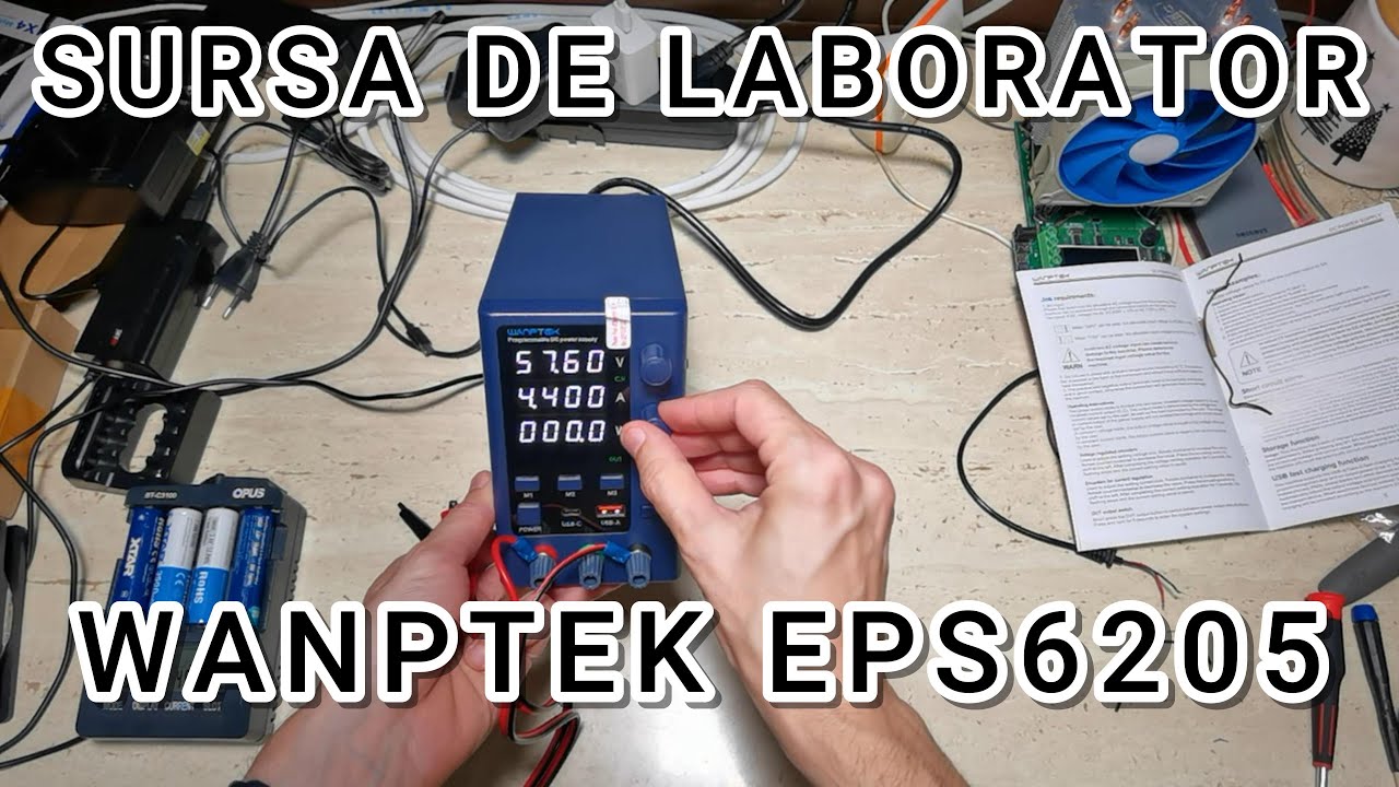 Prezentare SURSA DE LABORATOR pentru incepatori  WANPTEK EPS6205 60 volti si 5 amperi
