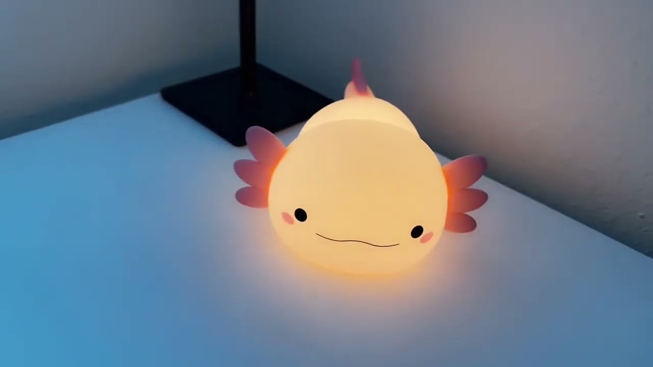 HAPPYBAG Axolotl Night Light, cutest little night light! Easy to use & great for kids