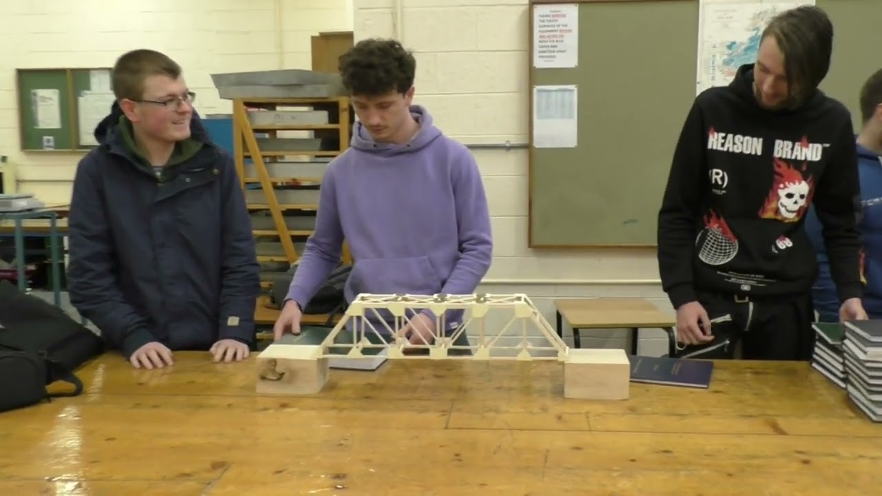 221111 Civil Engineering Students as SETU Carlow test balsa wood bridges