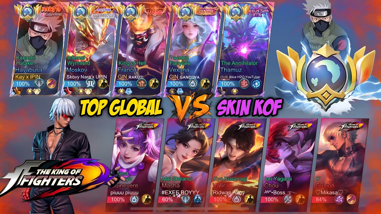 🔥GLOBAL HAYABUSA VS SULTAN FUL SKIN KOF PERTEMPURAN EPIC LAWAN SQUAD FUL SKIN KOF