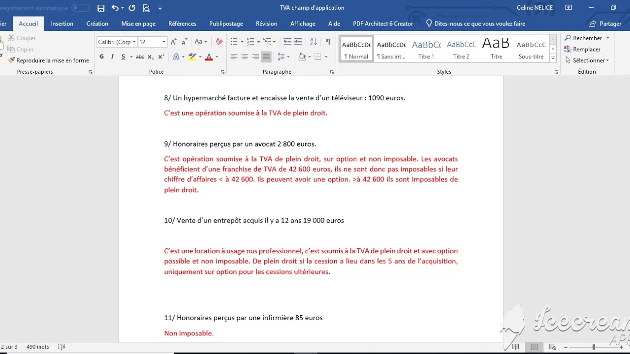TVA champ d'application r&eacute;vision