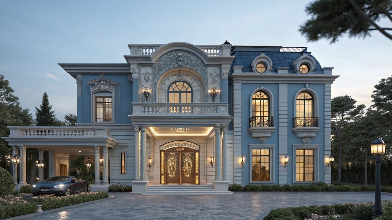 Inside the Blue Luxury Heritage Villa | Classic European Mansion Tour in 4K