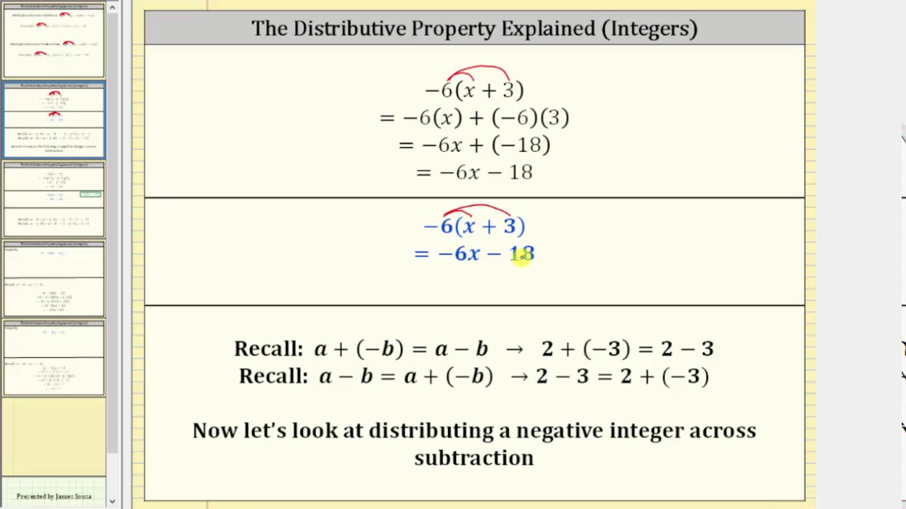 The Distributive Property with Negative Integers
