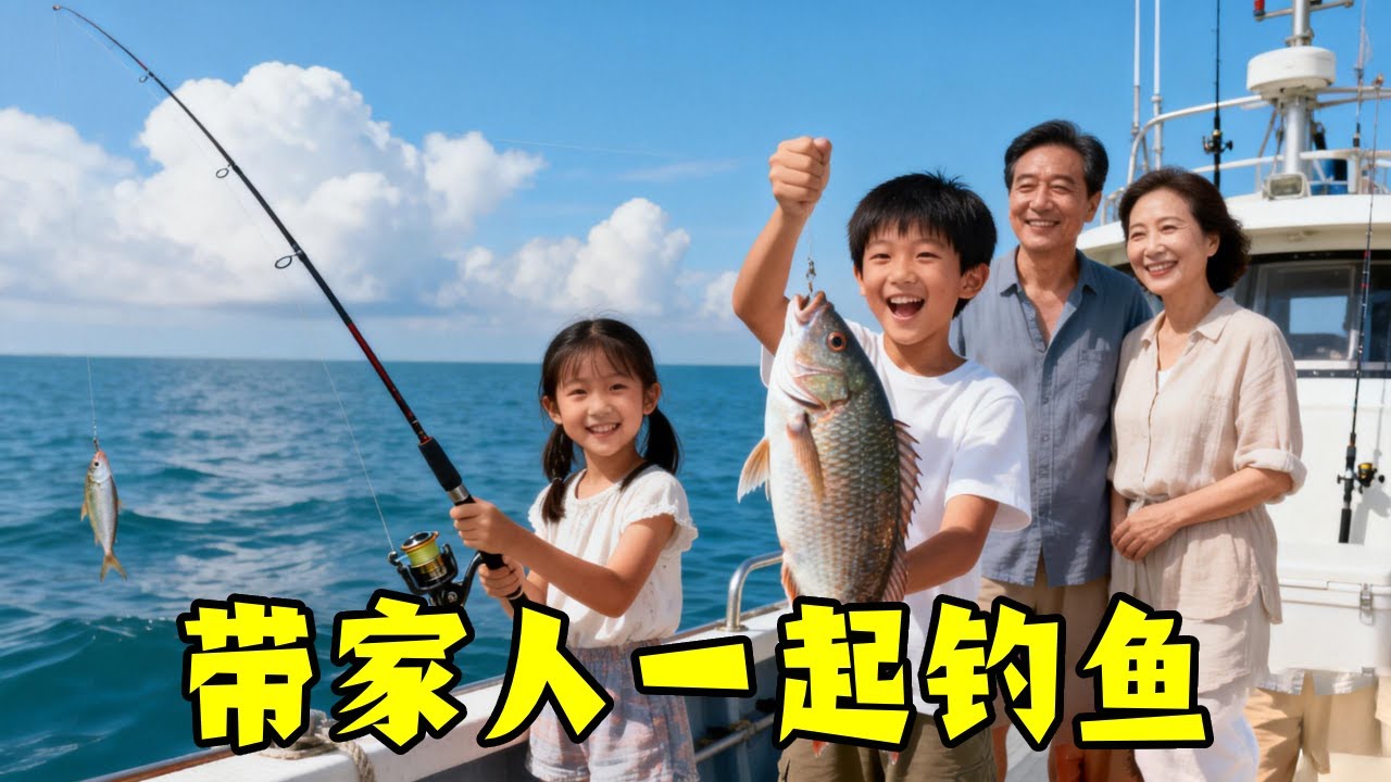 帶著家人孩子一起出海釣魚，女兒第一尾釣上春子魚兒子卻運氣爆棚，釣上來了一條鯛魚