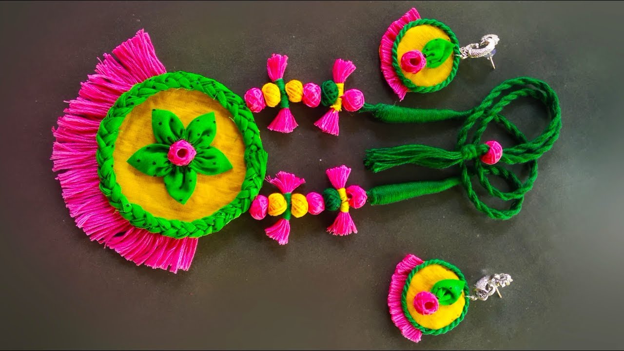Fabric thread tassel jewellery making | DIY handmade traditional jewellery set