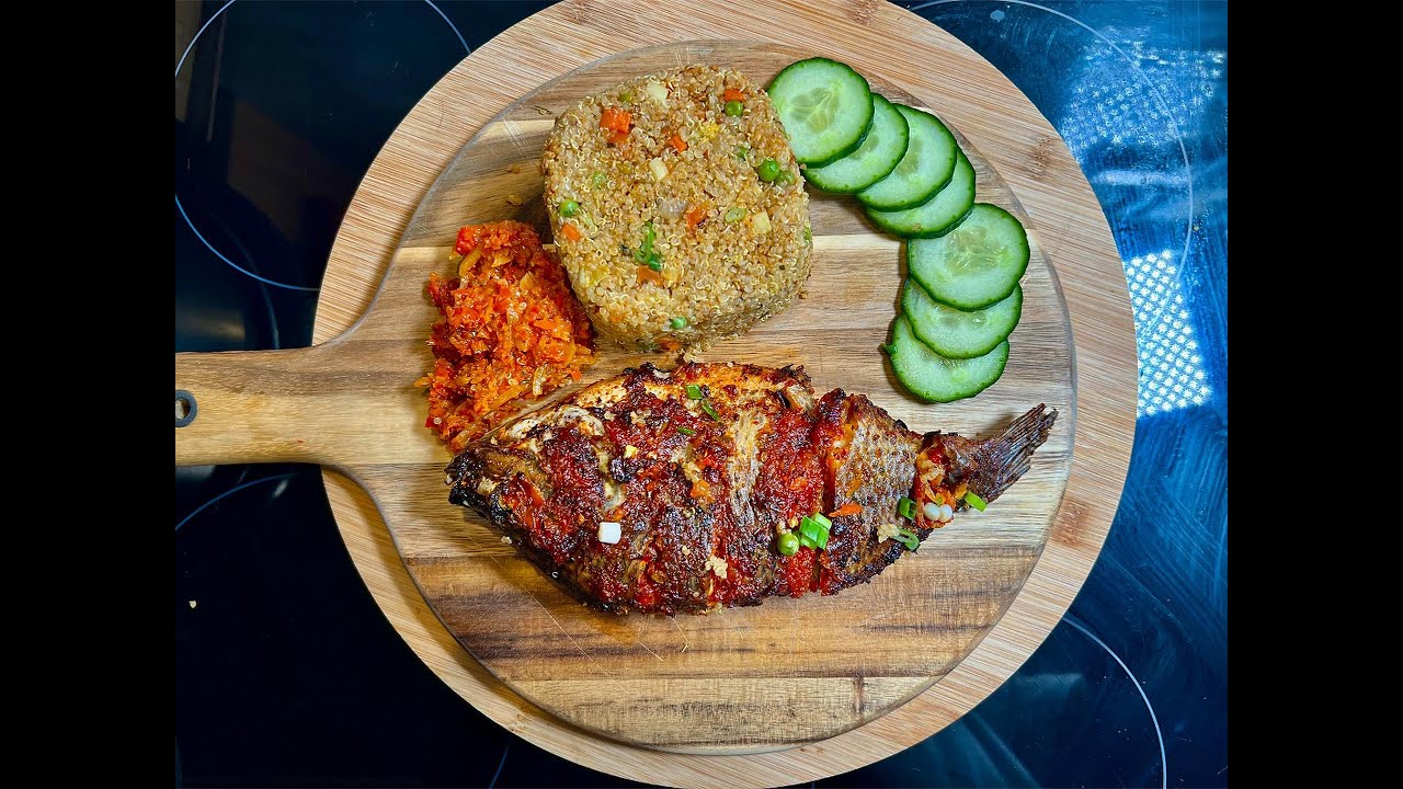 GRILLED TILAPIA FISH WITH PEPPER SAUCE | EASY FISH RECIPE | DINEBYUCCEEY