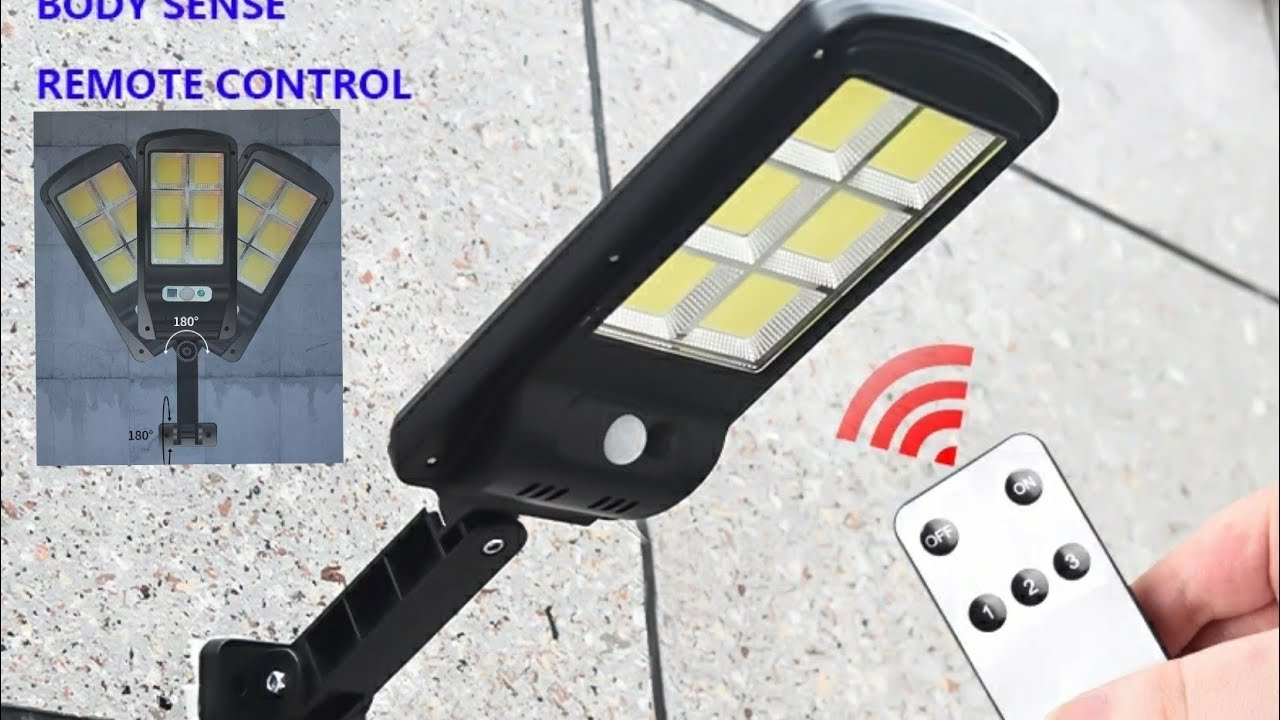 Solar induction street lamp 120 COB with 3 modes for garden, street, deck, fence, patio, path.