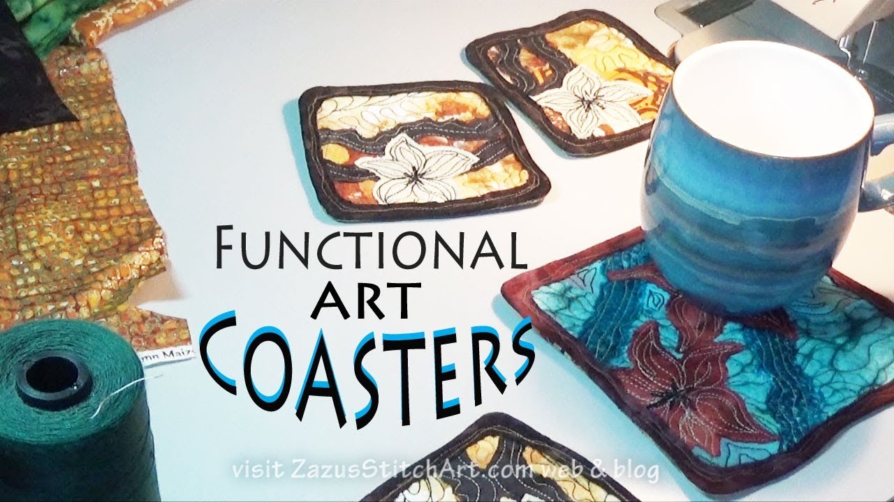 Raw Edge Applique Coasters | Zazu's Stitch Art Tutorials