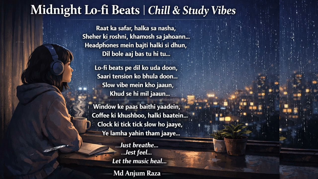 Midnight Lo-fi Beats 🌙 | Chill & Study Vibes | Relaxing Rain Lo-fi Music @Anjumrkvlogs #songs 