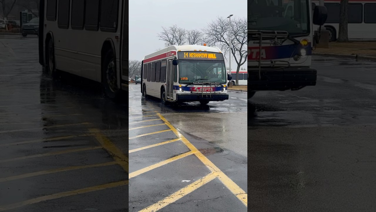 SEPTA 2013 NovaBus LFS Artic #7368 is seen making its last stop, Neshaminy Mall.