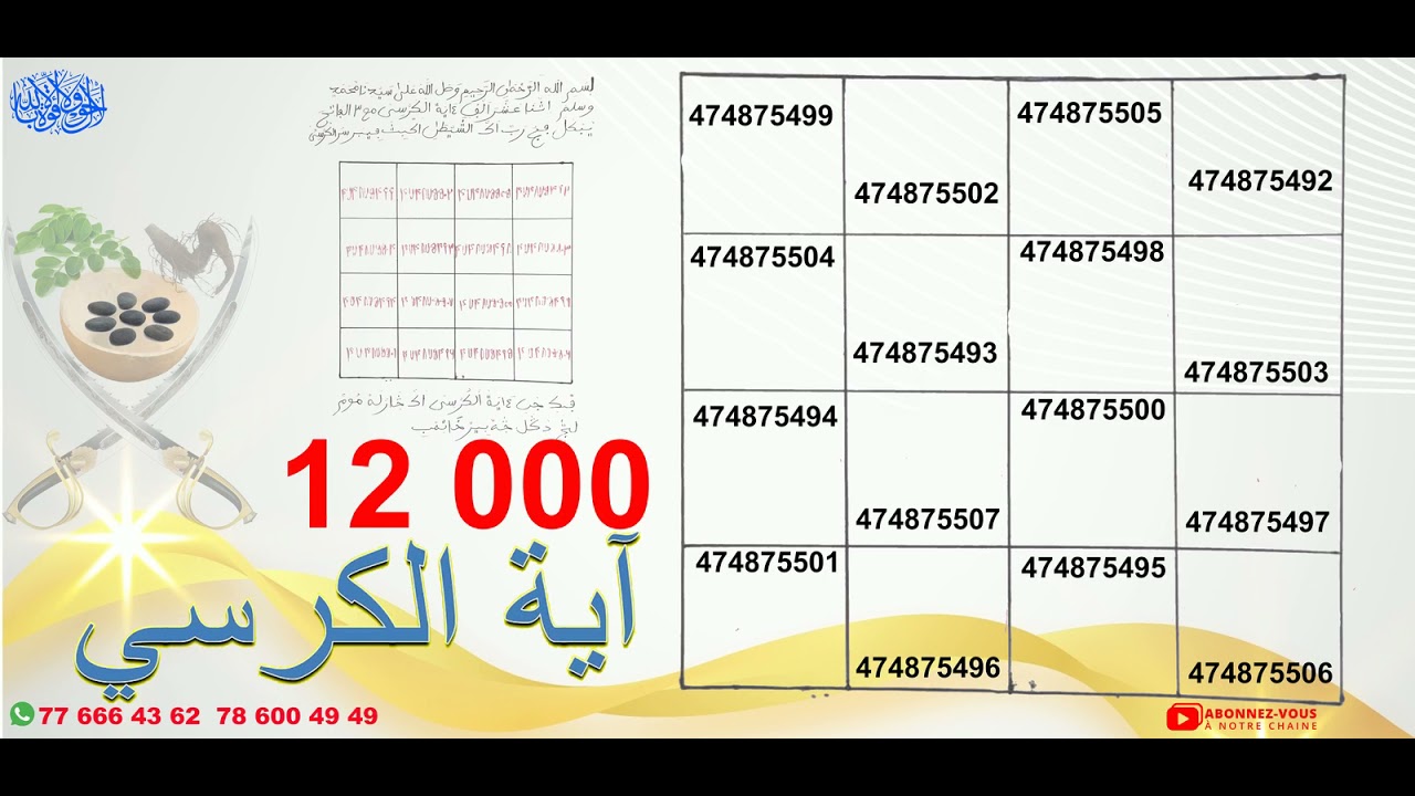 12 000 AYATOUL KOURSI dans un seul Khatime  contre cheytan et ses aliés..Djins ..Maladies mystiques