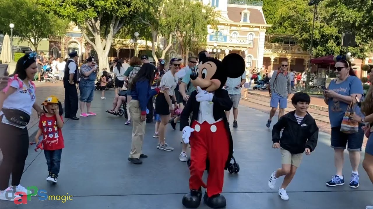 Mickey Mouse Takes a Stroll Around Town Square - Disneyland 2022