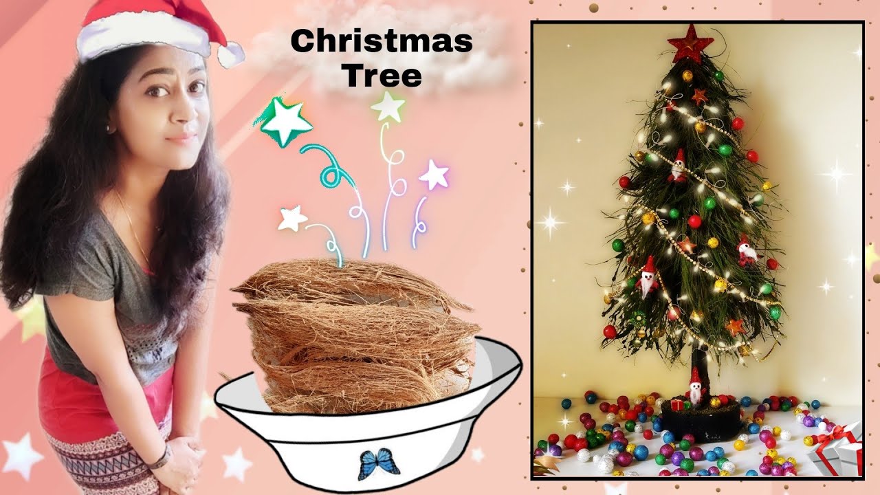 Christmas tree making from coconut husk/Christmas tree making/Christmas decoration ideas/Unique diy